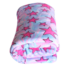 Tie Dye Stars Print Plush Convertible Tote Bag/Blanket/Nap Sack