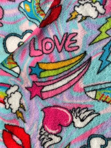 Girls Love and Rainbows Print Plush Hoodie