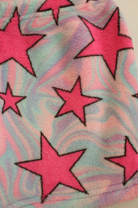 Women's Tie Dye Stars Print Plush Lounge Short