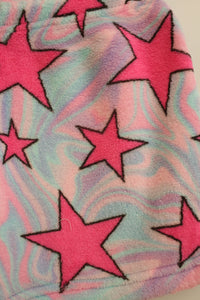 Girls Tie Dye Stars Print Plush Lounge Short