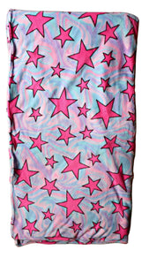 Tie Dye Stars Print Plush Convertible Tote Bag/Blanket/Nap Sack