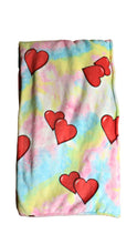Tie Dye Heart Print Plush Convertible Tote Bag/Blanket/Nap Sack
